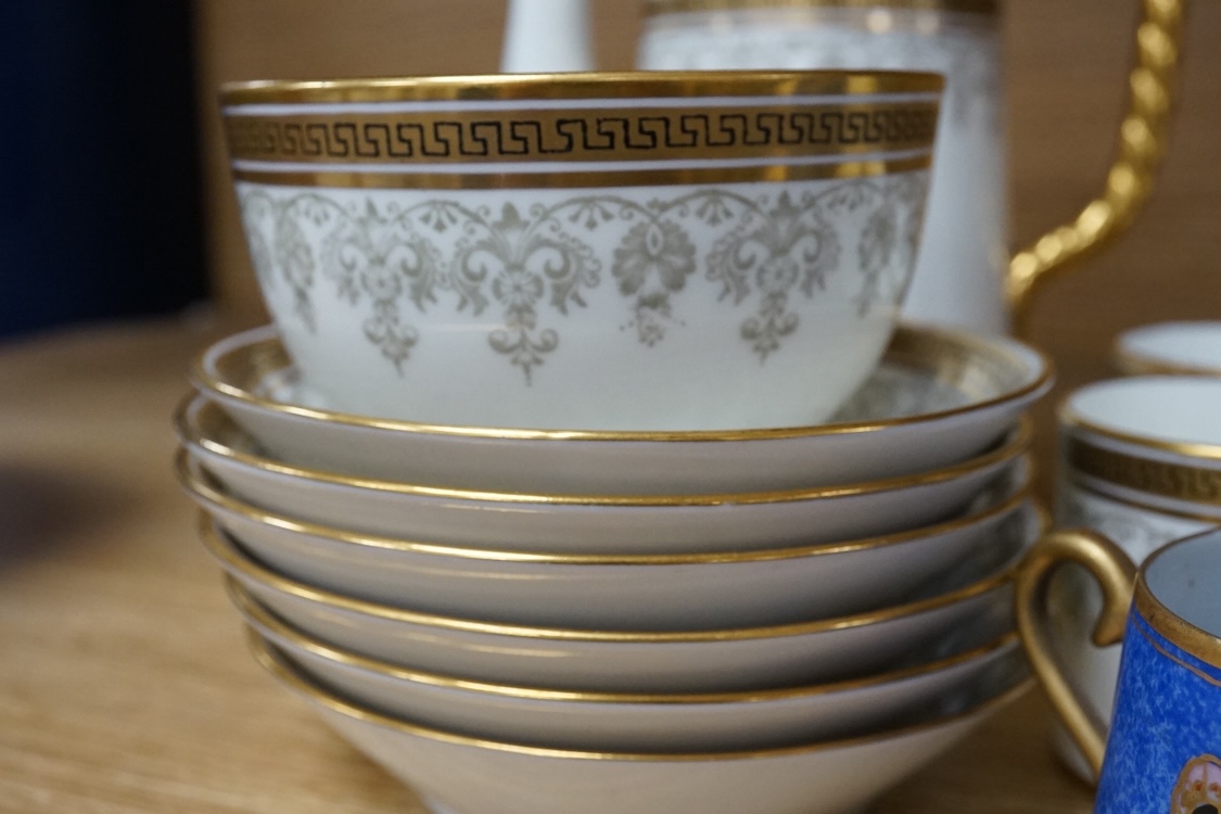 A Cauldon coffee set and a Japanese part set, tallest 18.5cm
